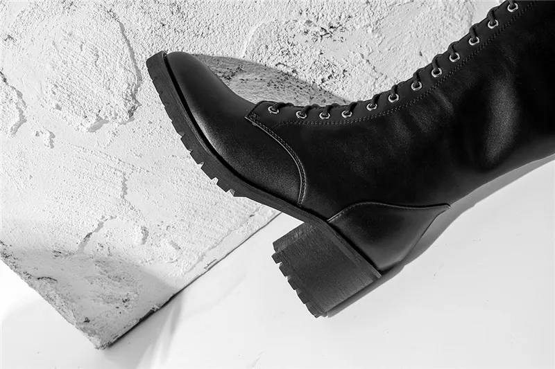 MORAZORA/ г., Высококачественная обувь из натуральной кожи женские сапоги до колена осенние модные мотоциклетные женские ботинки на молнии со шнуровкой