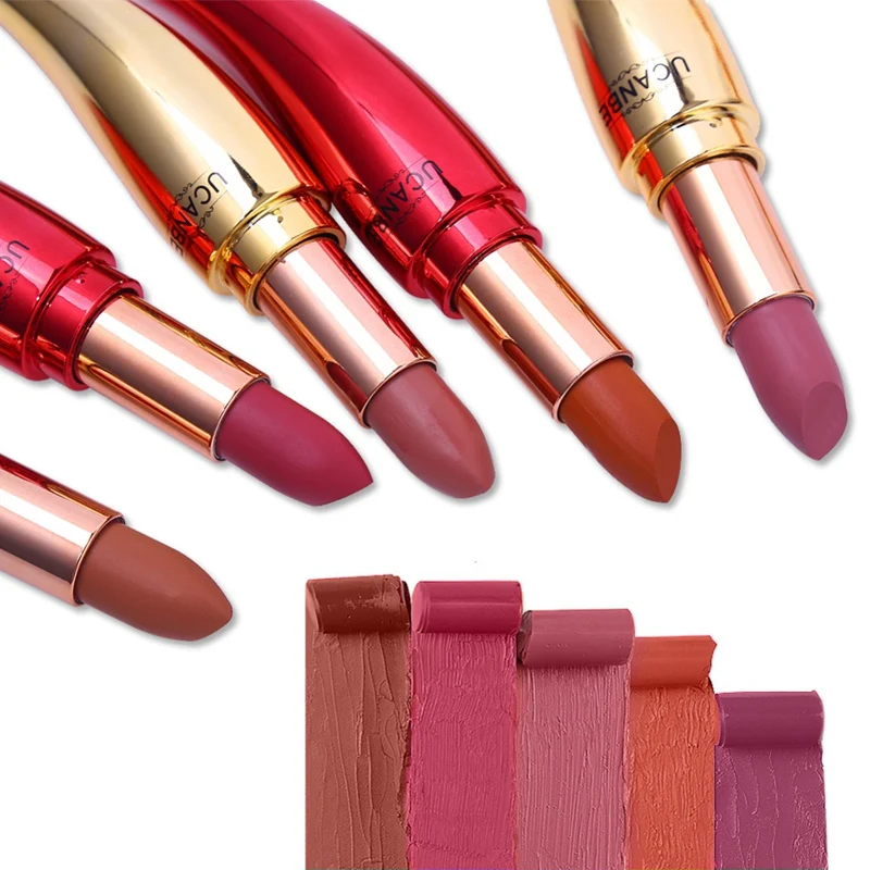 Новая роскошная губная помада Quee Make Up матовая Log-lastig золотистая тюбиковая