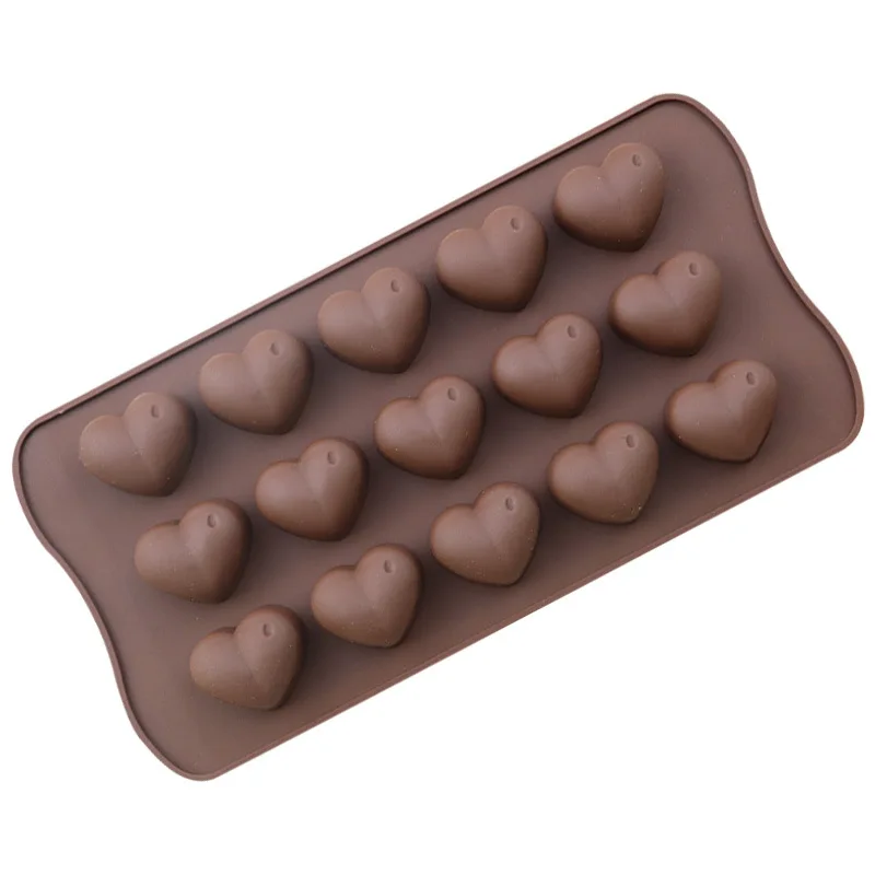 Silicone Cake Mold 15 Lattices Heart-Shape Chocolate Mold with Raindrops Baking Mold Tools for Cakes Bakery Supplies Heat-resist