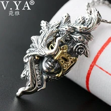 V.YA, S925 Стерлинговое Серебро, ожерелье с подвеской-маской для женщин и мужчин, серебряные ожерелья, подвеска, Винтажные Ювелирные Изделия