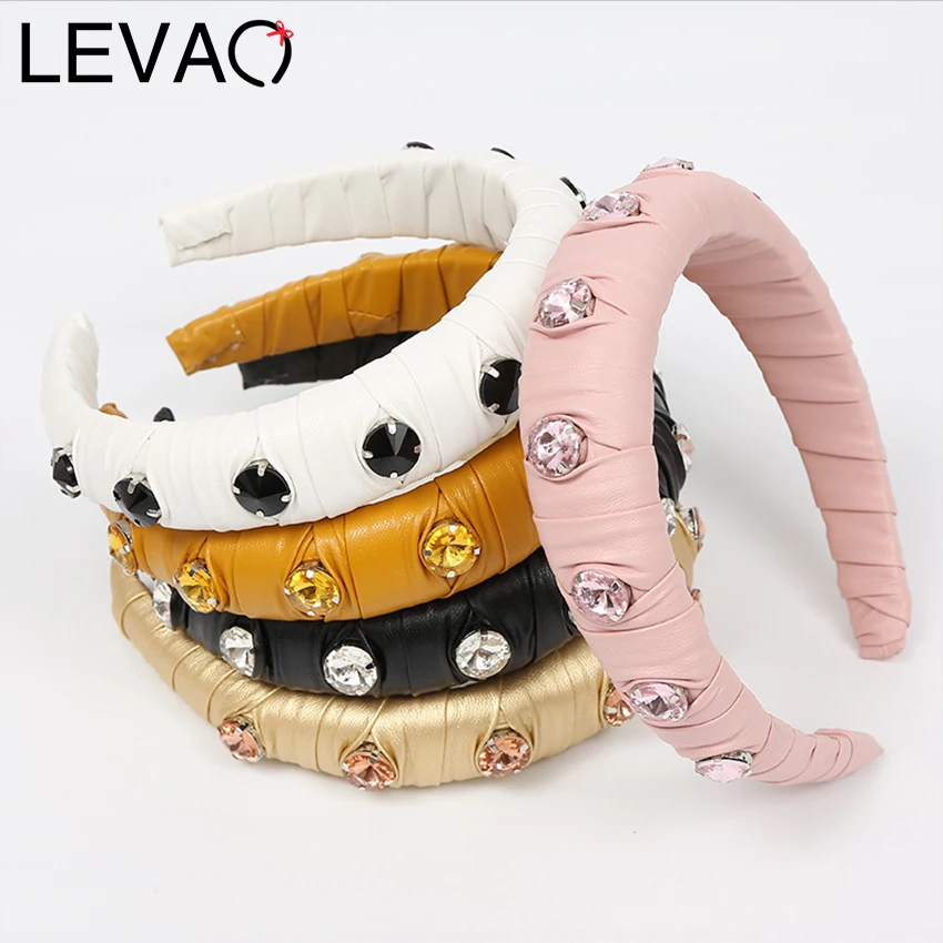 Красочная Хрустальная бархатная повязка на голову Levao из искусственной кожи