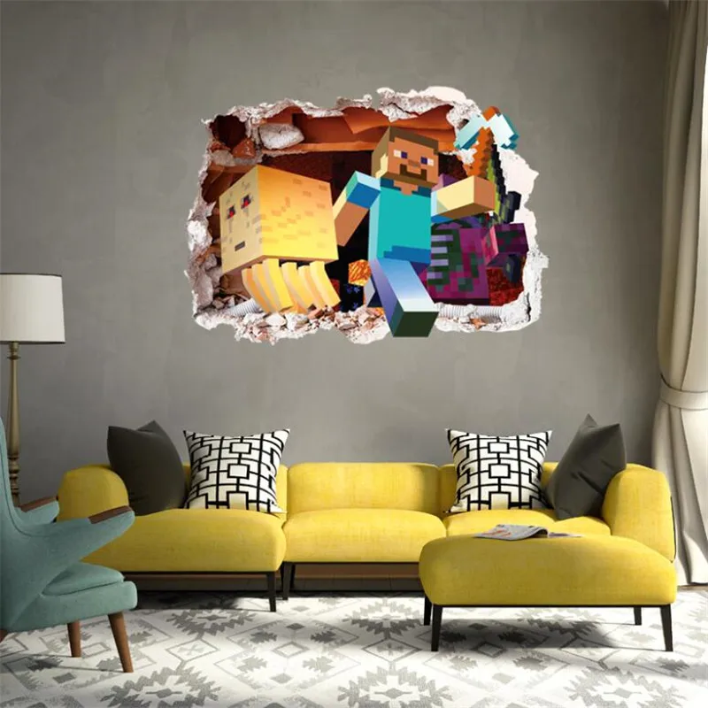 Яркие мозаичные 3D игры настенные наклейки Пиксельная игра плакат домашний декор настенные наклейки s для детских комнат - Цвет: 10