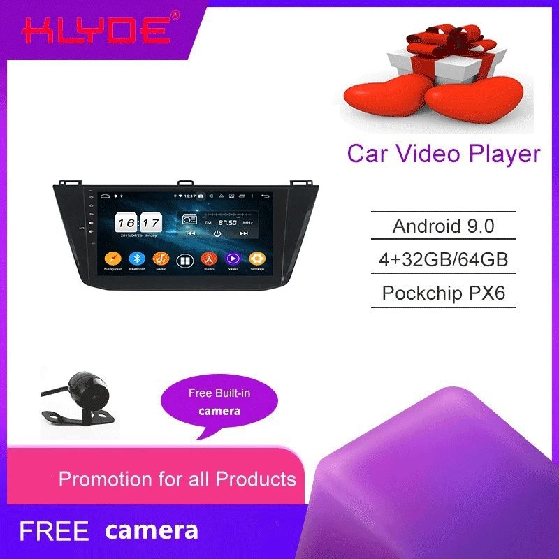 Автомобильный мультимедийный плеер KLYDE 2DIN 64 ГБ Android 10 GPS для T iguan Touran 2016-2018