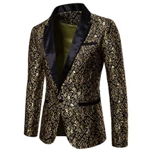 LUCLESAM Men Fashion Jacquard Blazer Mens One Button Black Lapel Suit Jacket blazer hombre