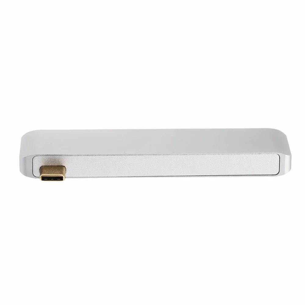 Портативный алюминиевый тип-c концентратор адаптер для MacBook 5 Гбит/с безопасный цифровой/TF кард-ридер и 3 порта USB 3,0
