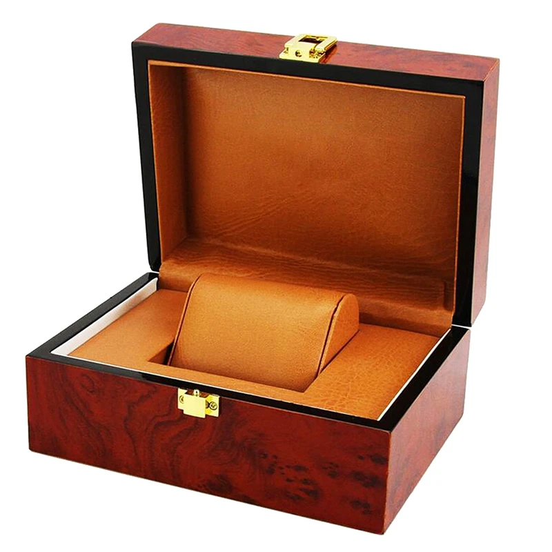 

Luxury Cushion Interior Wooden Lock Clasp Solid Metal Jewelry Watch Storage Display Box Showcase Mens Gift
