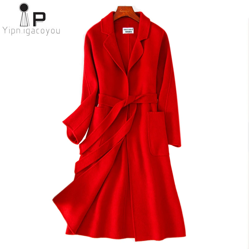 

Double Sided Cashmere Jacket Casaco Feminino Wool Coat Autumn Winter Coat Women Cloth 2019 Korean Elegant Slim Fashion Long Coat