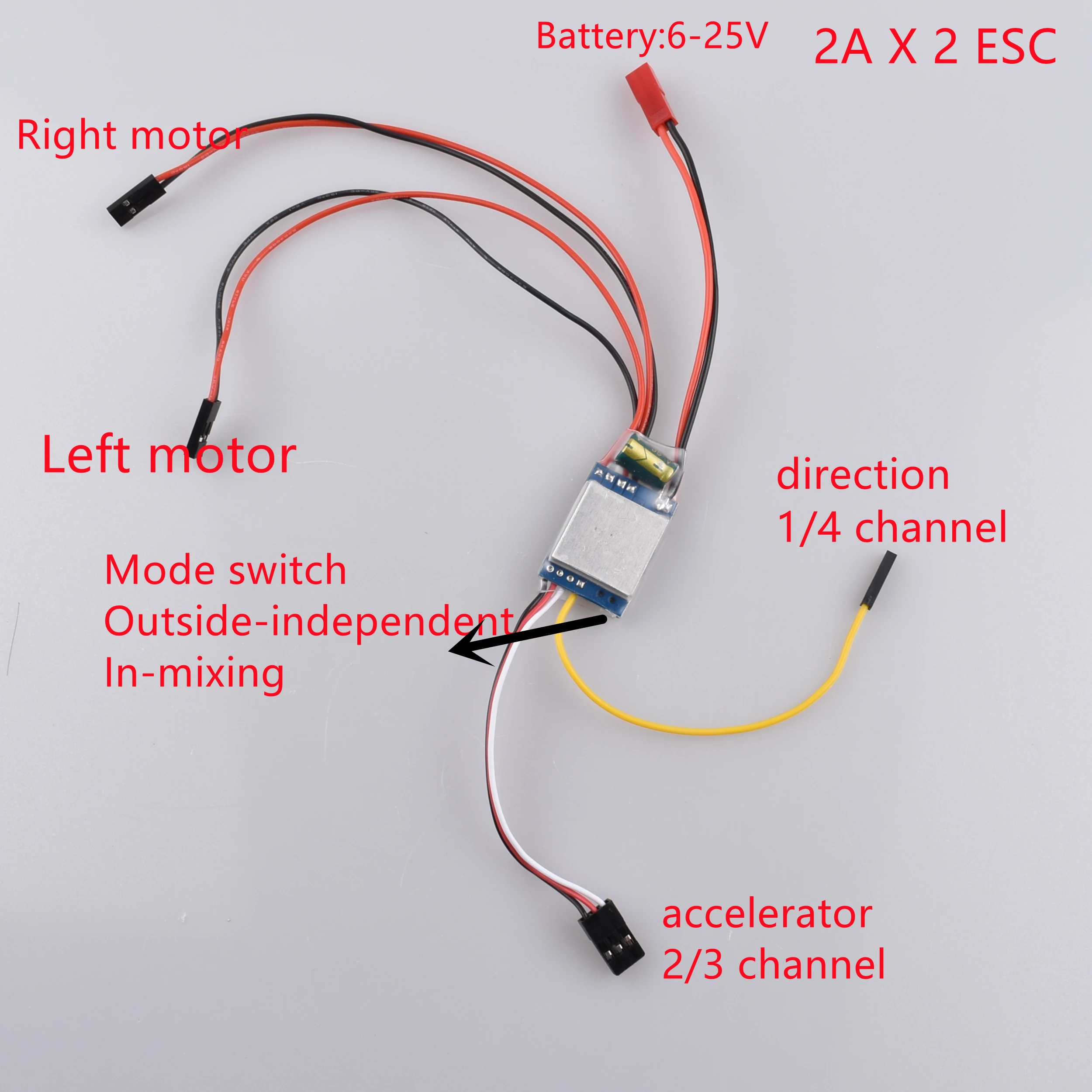 Мотор-редуктор 2S-6S 2Ax2 двухсторонний двунаправленный матовый ESC/ 24 В 30x21 мм для