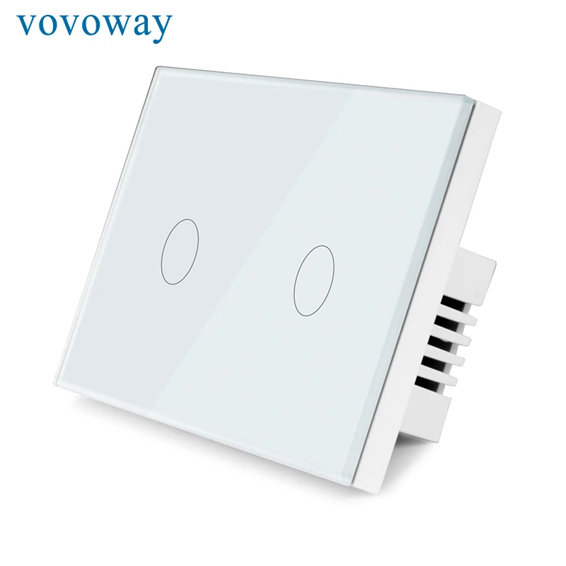 

Vovoway US Glass panel touch switch,light switch,Family wall stick,2 Gang AC110V 220V,Support RF433 wireless remote cont