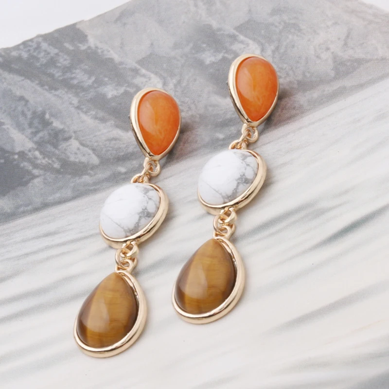 NeeFu WoFu Natural Dangling Earrings For Woman Dangle Earring Round Ear Charm Brinco Oorbellen Christmas Gift | Украшения и