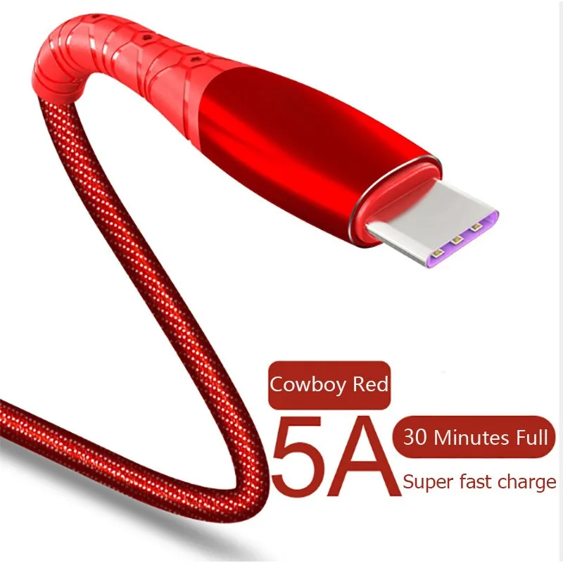 

5A Flash USB Type C charging Cable For Huawei P30 Honor Xiaomi 9 Samsung S10 30 Mins Full Super Fast Charging Cable for Android