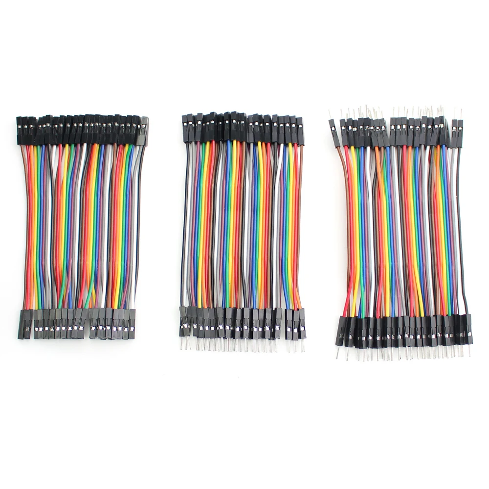 Dupont-Cable de 20CM macho a macho + hembra a hembra y macho a hembra, Cable electrónico DIY, Cable de puente de placa de pruebas, 20-120 piezas