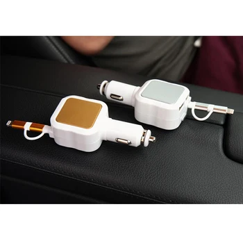 

Car Charger Adapter Micro USB Retractable Cable Multi-function Car Charger VDX99