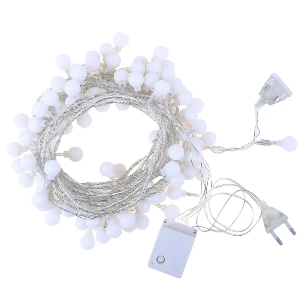 

European Standard 100 Led White Ball Christmas Parties Outdoor or Indoor Decoration String Frosted Light Warm White