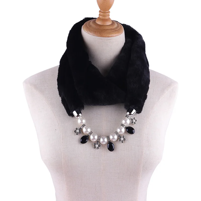 RUNMEIFA, роскошные брендовые ювелирные изделия, ожерелье с подвеской, теплый меховой шарф для женщин, в виде ракушки, стиль пули, сплав, хиджаб, женские аксессуары - Окраска металла: 3