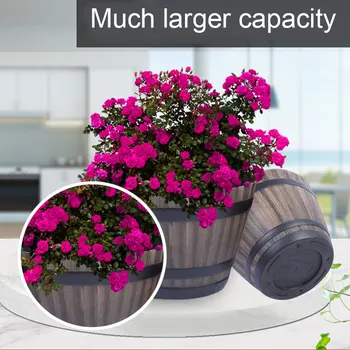 

New Resin Whiskey Barrel Flower Pot Round Planter Indoor Outdoor Garden Yard Patio SCI88
