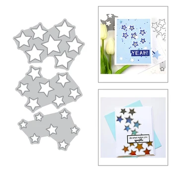 

2020 New Christmas Metal Cutting Star Dies Scrapbooking Round For Pentagram Paper Making Embossing Frame Stencil Card Stamp Set