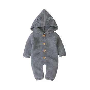 

Baby Rompers Knitted Autumn Winter Hooded Long Sleev Newborn Infant Boys Girls Jumpsuits Outfits 0-18M Children Overall Clothes