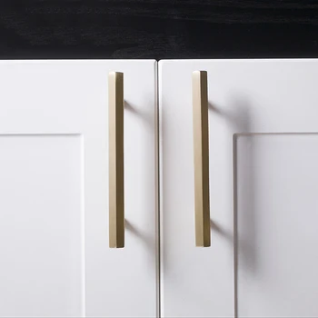 

Nordic Brass Six-side Long Handles Drawer Pulls Wardrobe Handles Cabinet Knobs and Handles Solid Golden Small handles