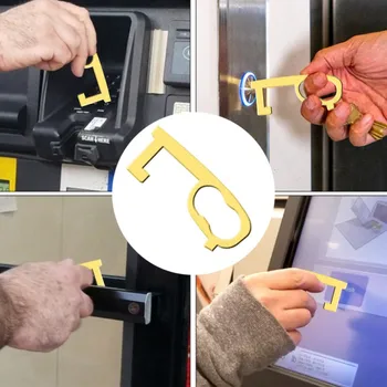 

Practical Personalized Contactless Safety Door Opener Safety Protection Isolation Brass Key Door Opener