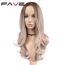 FAVE Ombre Парик светильник коричневый пепельный блонд длинные волнистые косплей термостойкие волокна синтетические волосы 20 дюймов парики для черно-белых женщин