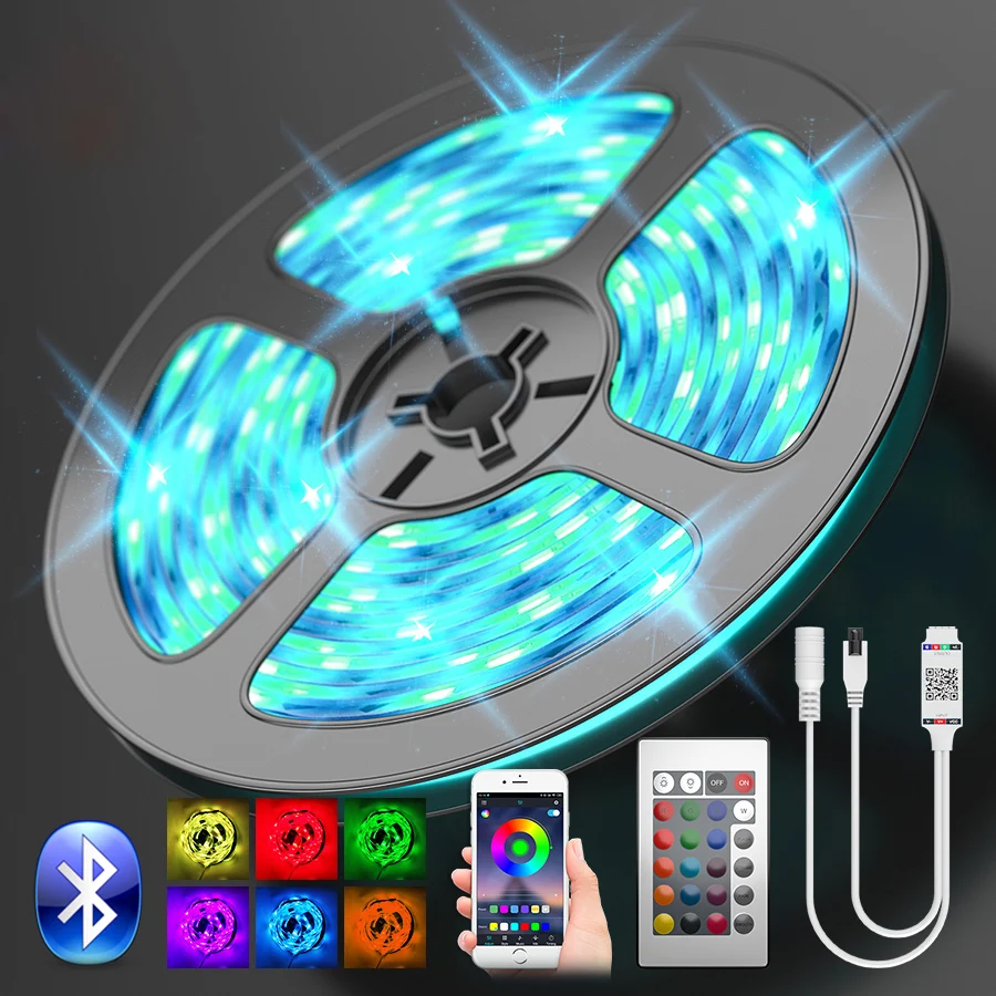LED Light Strip Bluetooth Led Tape RGB SMD2835 5050 5M 10M DC12V diode Ribbon Flexible For Home kitchen Christmas Party | Лампы и