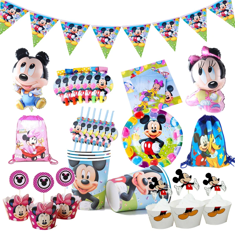 Disney Mickey Mouse Theme Event Party Disposable Tableware Plates Napkins Straws Table Decorations Baby Shower Birthday | Дом и сад