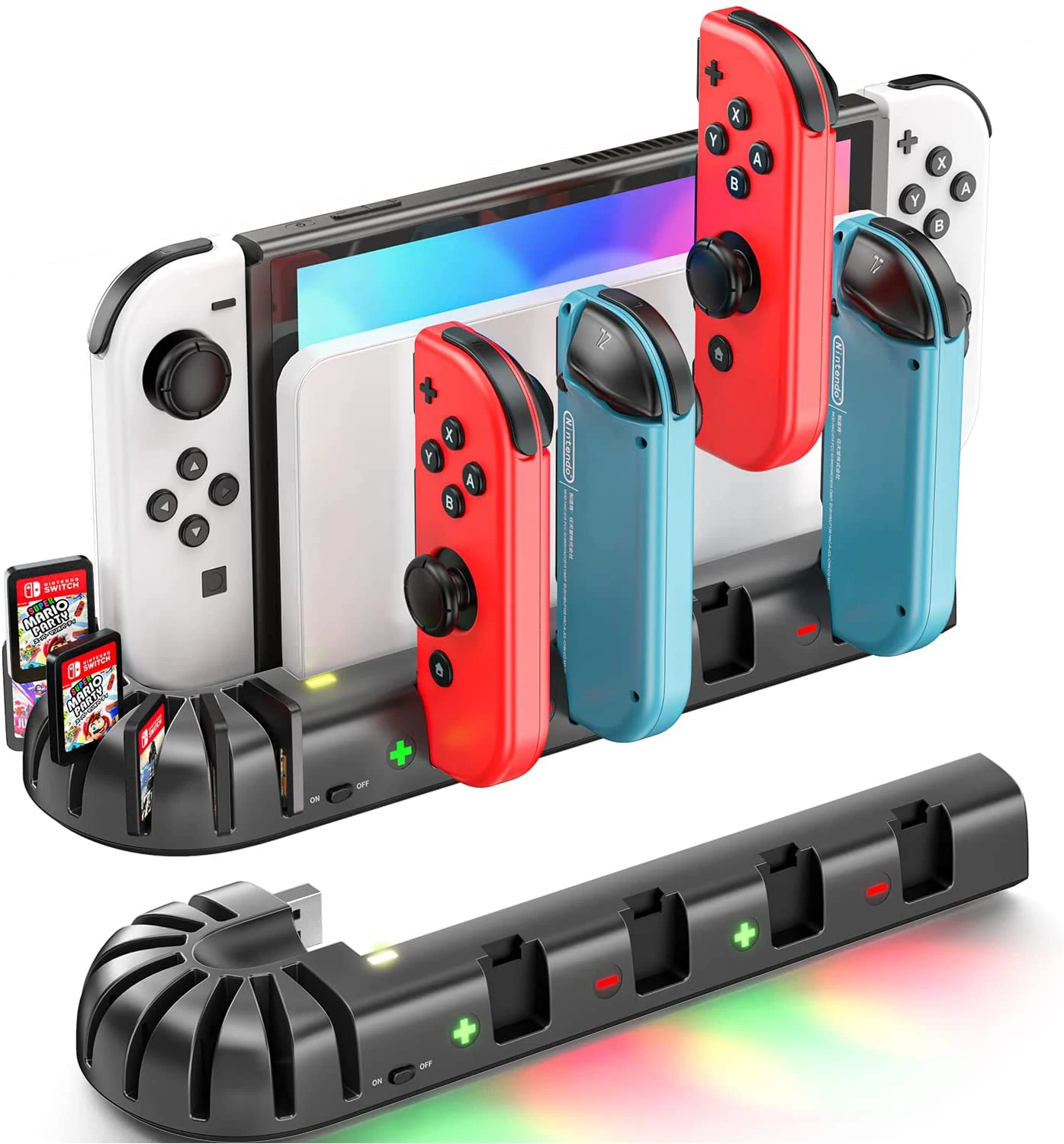 Voor Nintendo Switch Joycon Oplader Schakelaar Oled Opladen Dock Met Led Indicator Charger 8 Game Slots|Opladers| AliExpress