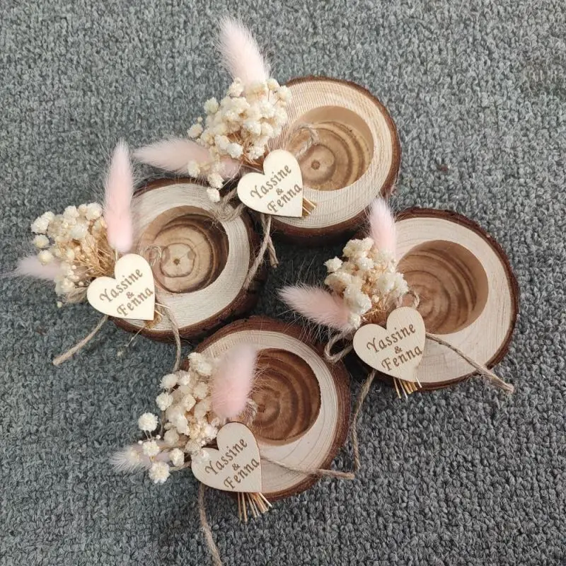 Personalized Wood Candle Holder Favor Tag Rustic Wedding Favor Thank you Gift Favor Wooden Tealight Holders candle holders