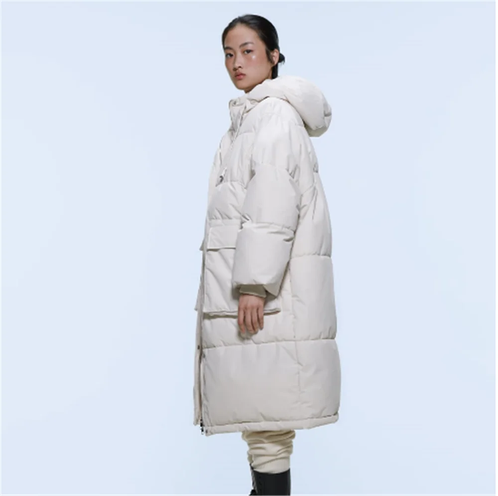 11,11 ZA женский пуховик Ограниченная серия модная новинка зимнее белое длинное пальто куртка Simi азиатское женское длинное пальто