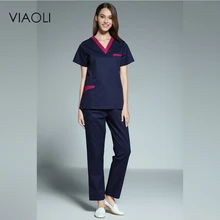 Viaoli новые женские с коротким рукавом медицинские скрабы униформа костюмы стоматолога больница одежда доктора медсестры Униформа