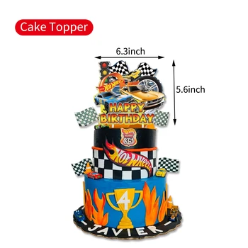 Racing Car Theme Hot Wheel Birthday Party Supplies Paper Banner Cupcake Toppers Car Latex Balloons Cool Birthday Party Favors