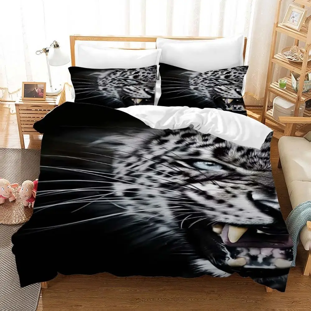 Black Gray Tigar Bedding Set Animals Comforter Set Queen King