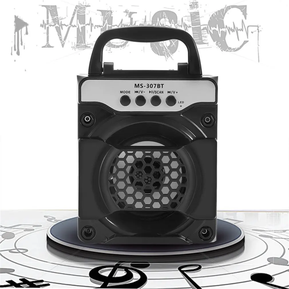 

MS-307BT Portable Wireless Bluetooth Speaker With LED Lights AUX USB2.0 Support TF Card For Outdoor And Indoor