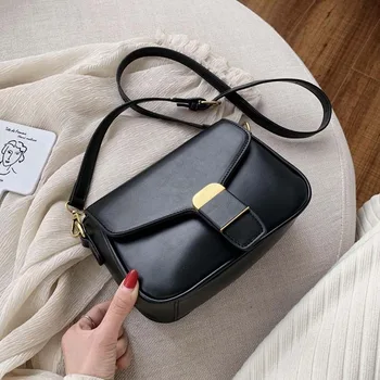 

New Simple Female Shoulder Messenger Bag Solid Color PU Leather Crossbody Bag for Women Casual Flap Bag Small Ladies' Travel bag