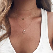 IF ME Boho винтажные колье для женщин трехслойные золотые Разноцветные Хрустальные Бусы цепочка с подвеской в виде звезды