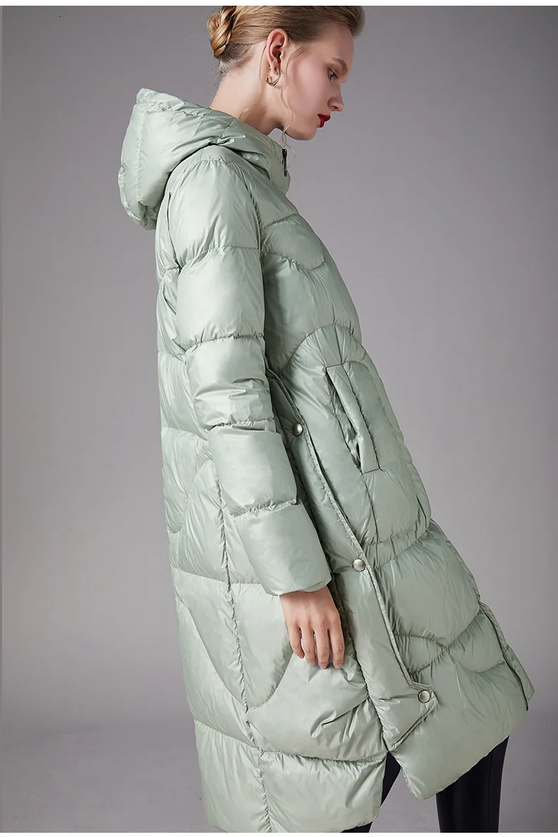 Winter warm down coat hooded woman slim skinny temperament more than 350g 90% white duck down content thicked down jacket 199020