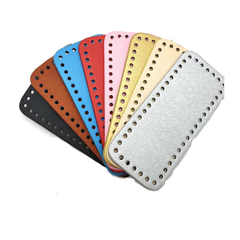 Parte inferior de 18x8cm para bolsa de tejido de piel sintética, accesorios para bolso de piel sintética, parte inferior rectangular con agujeros, parte inferior para bolsa de ganchillo Diy