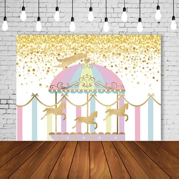

pink gold Carousel Birthday Party photophone backdrop Newborn baby girl baby shower photo background wall Table Decor SM-580