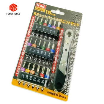

FGHGF 1/4 Ratchet Wrench With Screw Bits Set Mini Batch Of Head Manual Spanner Screwdriver Kit