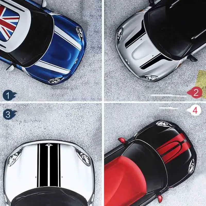 Автомобильные наклейки в полоску с капюшоном для автомобиля Стайлинг MINI Cooper S