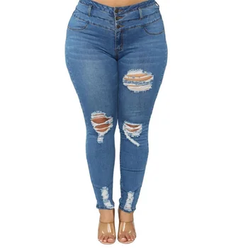 

Denim jeans womens Elastic Zipper Pocket Hole Pants skinny jeans woman Casual mom Jeans femme jeans F749