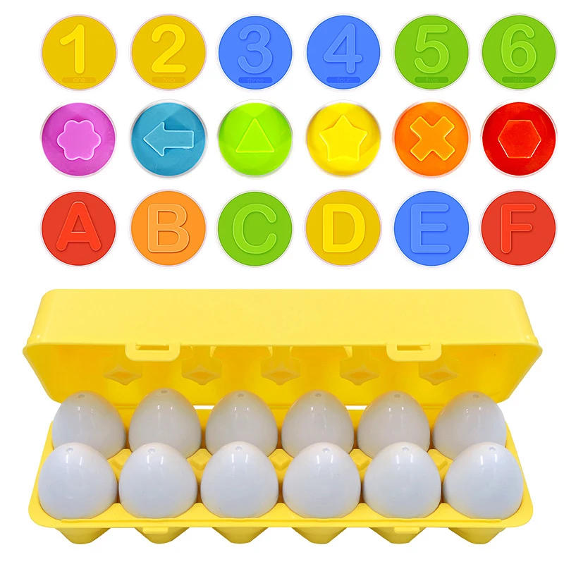 

12PCS Montessori Learning Education Math Toys Smart Eggs 3D Puzzle Game For Children Popular Toys Jigsaw Mixed Shape Tools BOX