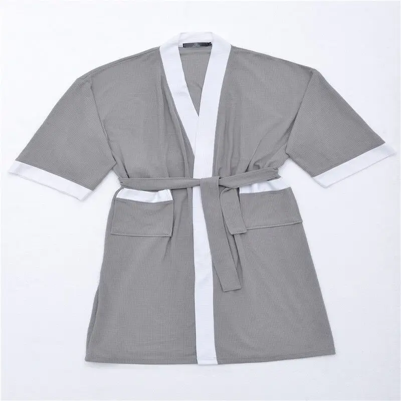 2019 New Men Casual Robes Autumn Winter Waffle Bathrobe Mens Dressing Gown Male Loose Plus Size Kimono Bath Robe