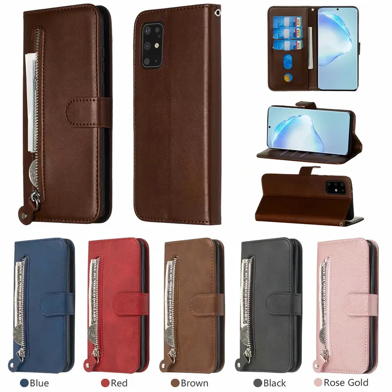 Кожаный чехол-книжка на молнии для Samsung Galaxy S10e S10 S9 Plus S20 20 Ultra Note 8 9 10 A20 A20e J4 J6 A7 2018 A50