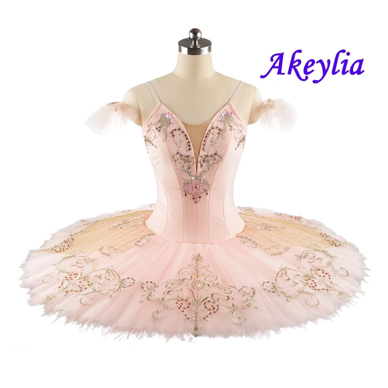 Professional Ballet Tutu pancake Pink peach Adult Sleeping Beauty Tutu dress Girl platter tutu Ballet Competition Costume JN0214