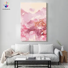 Paint by numbes художественная живопись по номерам розовая Акварель персиковый цвет красивый Приятный пейзаж Весна ручной работы подарочные наборы