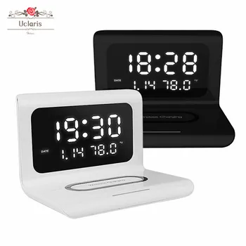 

New 10W Qi Fast Charge Wireless Charging Mobile Phone Thermometer Perpetual Calendar Clock Folding Type-C Interface