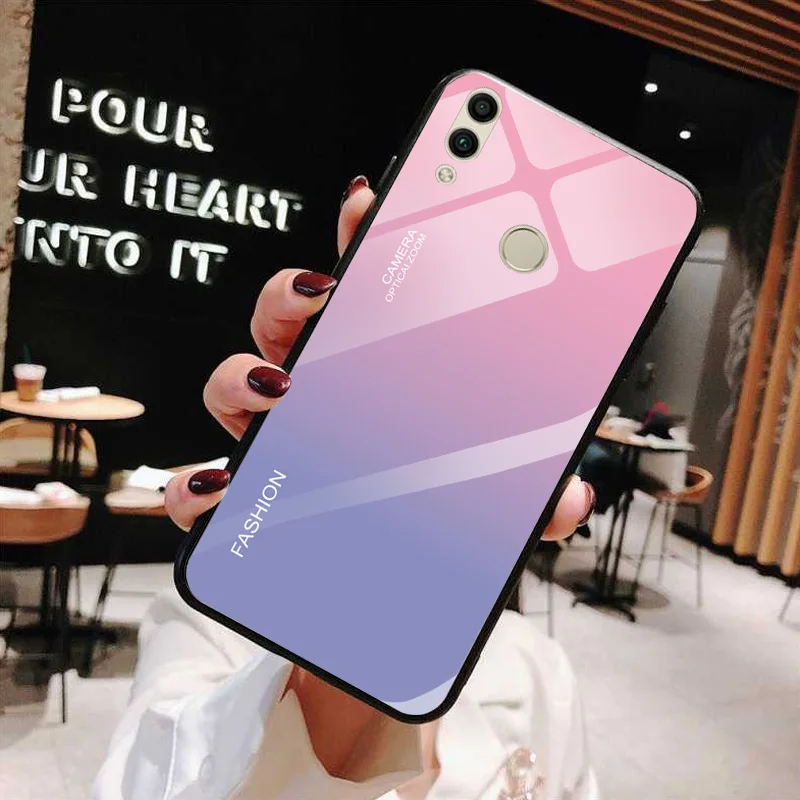 GLSZZZ107 Градиентное стекло чехол для телефона huawei P Smart P20 Lite Nova 3 3i Honor Play 8C 8X10 облегченное Закаленное Стекло Обложки - Цвет: GLSZZZ107
