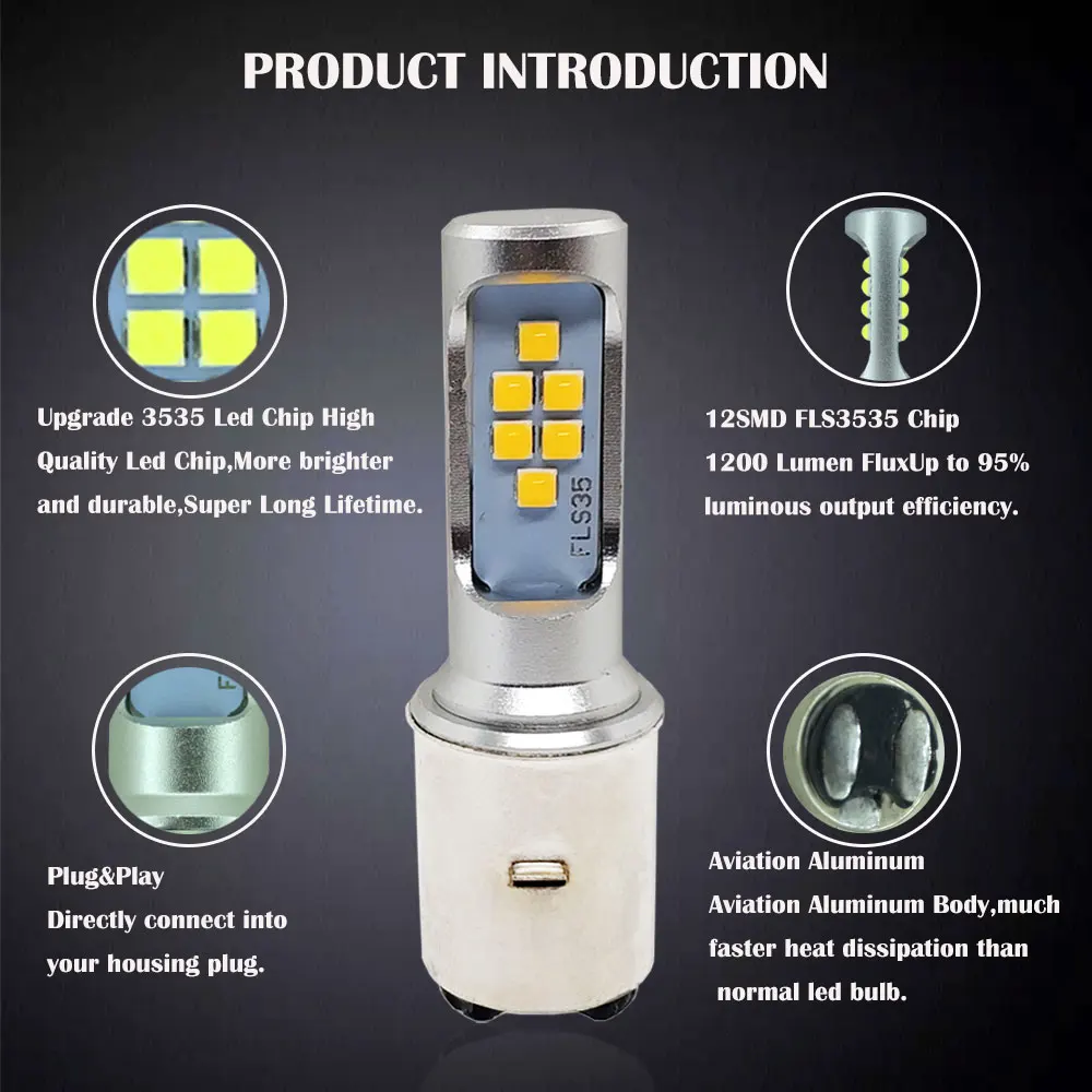 Motorcycle Headlight Bulbs H6 BA20D Hi/Lo Beam Moto LED Headlight Motorbike LED 1400LM Lamps Scooter Conversion Kit Bulbs 6000K motorcycle headlight motorcycle led lights led motorcycle lights led lights